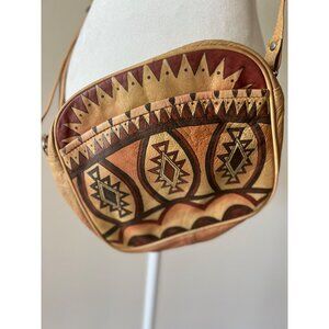 Emily Ann of Boca Raton Hand-Painted Leather Vintage Crossbody Bag Purse Art